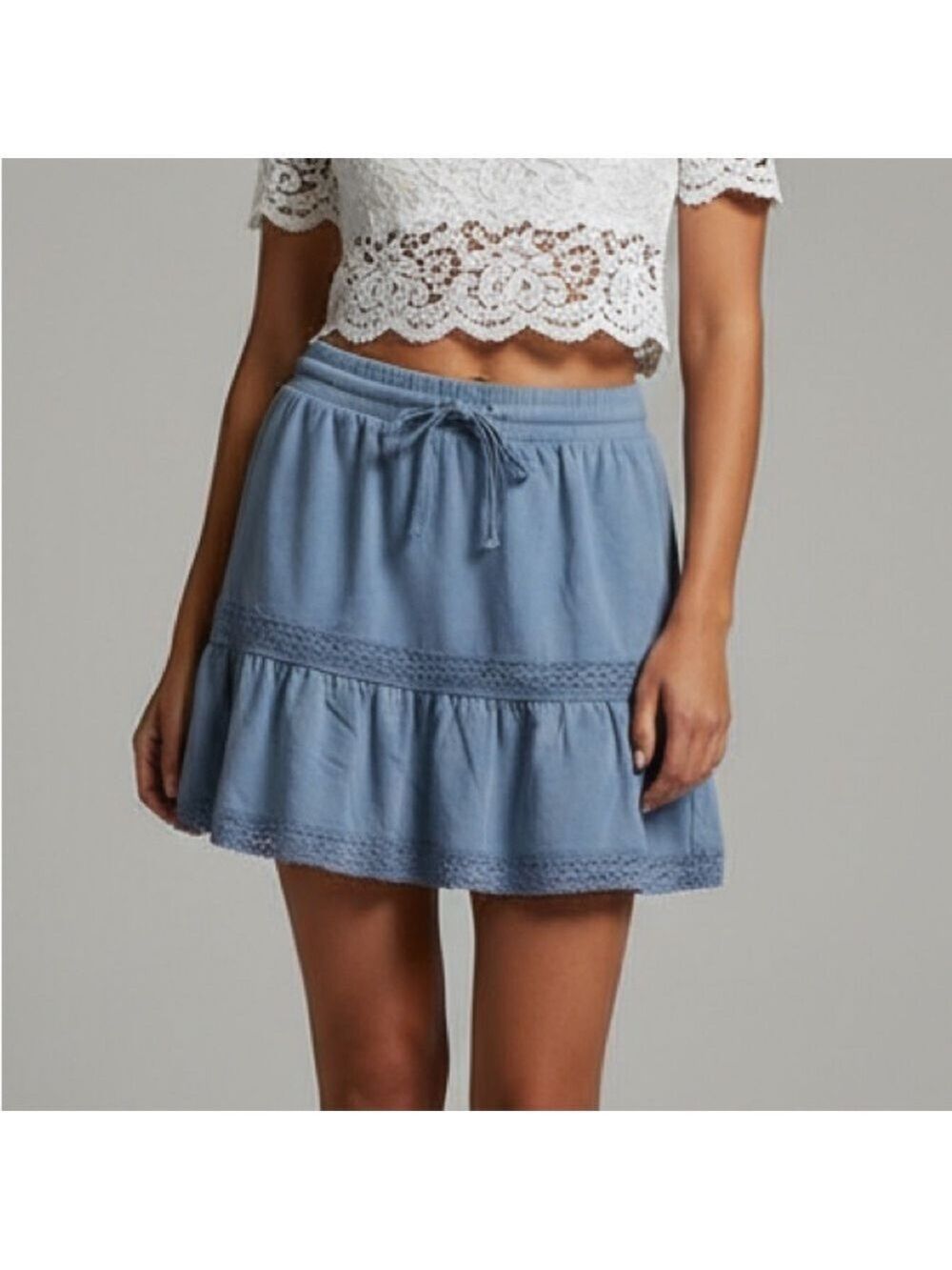 Treasures by Shabby Chic powder blue fleece mini skirt Woman’s size Medium NWT - Picture 2 of 11